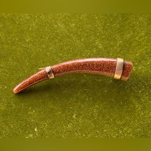 Antique Goldstone Horn Brooch